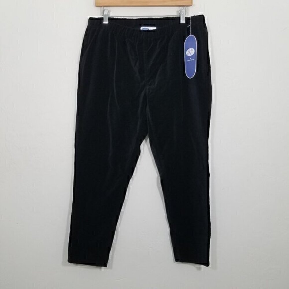 NWT Diane Gilman Pull-On Velour Stretch Pants Black Size P1X